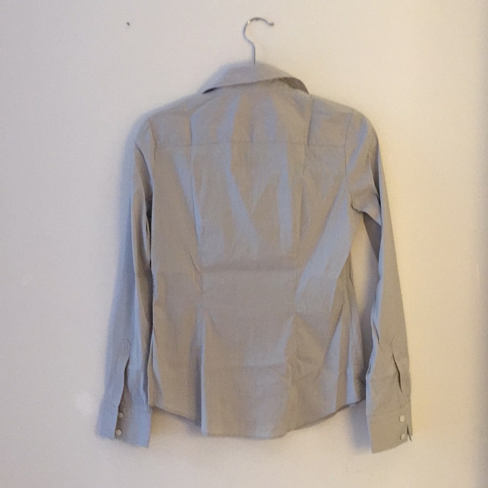 Theory Button Down Dove Grey/ White Micro Stripe - image 2